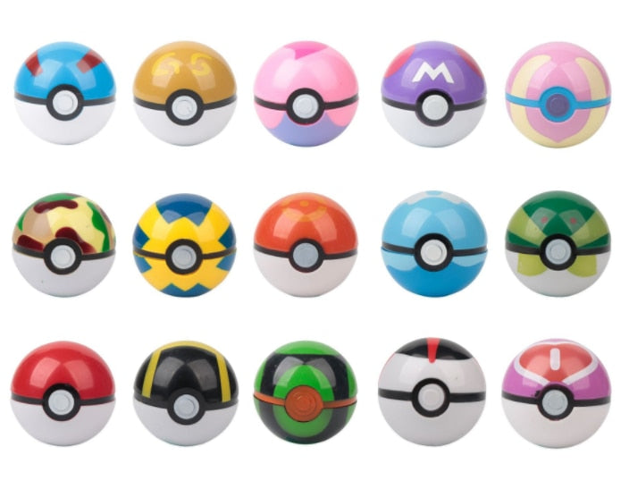 Pokeball Kollektion mit 13 Bällen und 15 Figuren